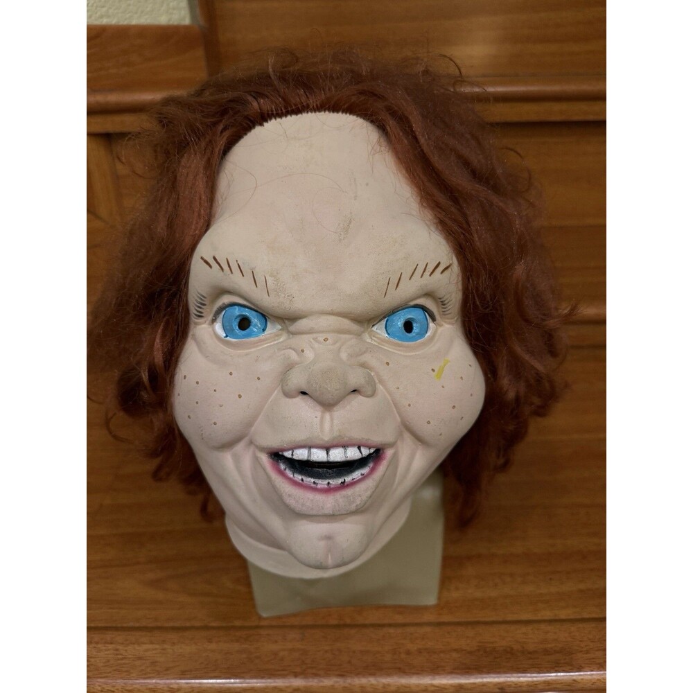 Child's Play 2 Evil Chucky Good Guy Halloween Mask Scary Prop Hair Sneering